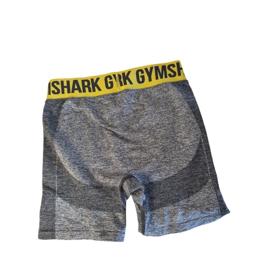 Gymshark Gray Shorts with Vibrant Yellow Waistband‎